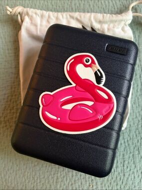 Away Navy Mini Suitcase with Bright Pink Away Flamingo Sticker